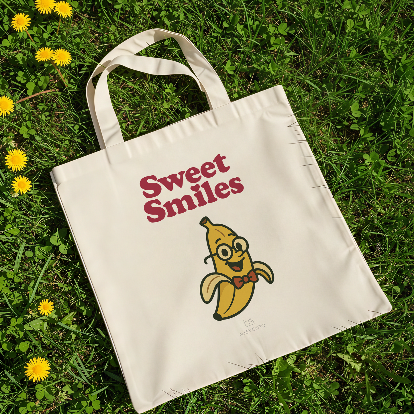 Canvas Tote Bag Heavy Duty Shopping Market Bag Retro Style Banana Character Design Sweet Smiles Collection Long Handle Cotton Canvas Beach Market Essentials Cute Vintage Style Illustration Premium Quality Construction Reusable Grocery