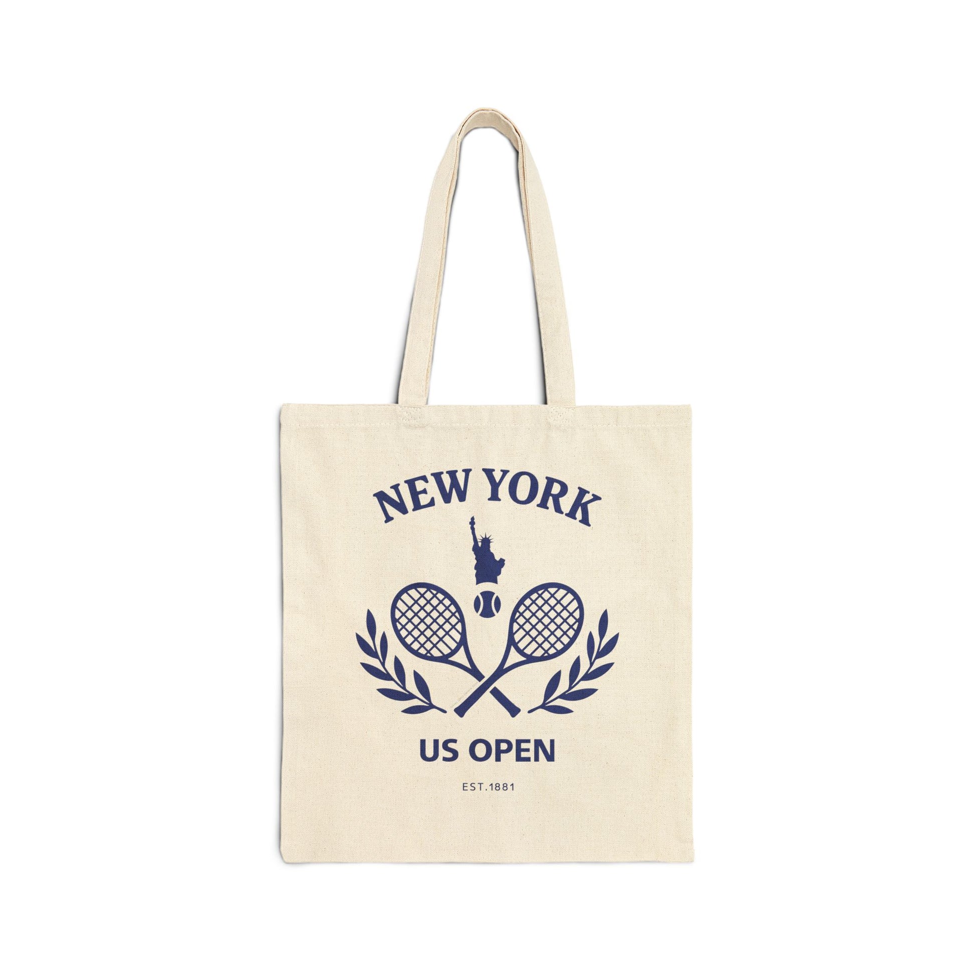 Tennis Fan Gift For New Yorker Sport Gear Storage Bag Tennis Match Day Essential Canvas Tote Design New York Tennis Theme Pattern Professional Player Collection Heavy Duty Material Natural Cotton Construction Practical Carry All Solution