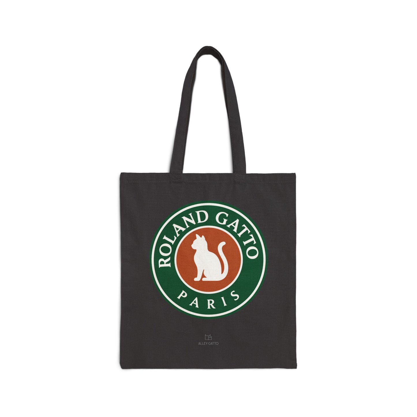 Cat Tennis Design Canvas Tote Large Cotton Bag Roland Garros Tournament Theme Paris Tennis Collection Retro Style Artwork Burgundy Print Details Tennis Fan Essential Cat Lover Gift Practical Shopping Bag Comfortable Carrying Handles