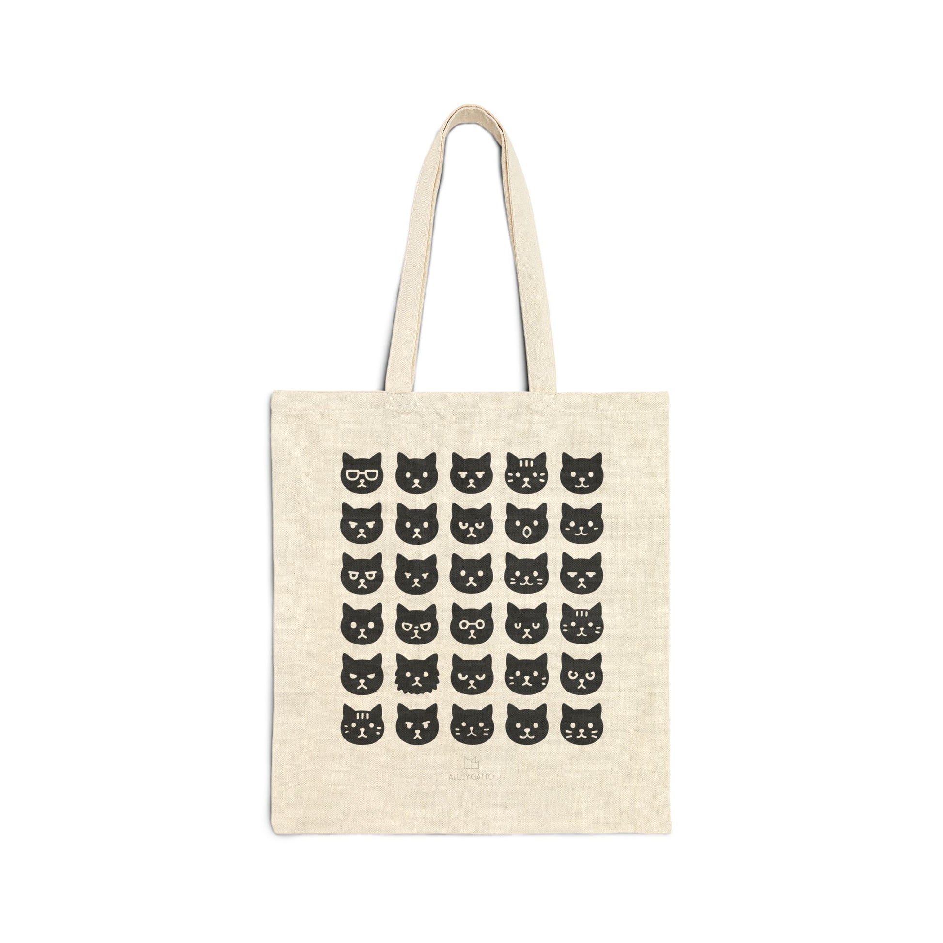 Canvas Shopping Tote Black Cat Pattern Premium Construction Heavy Duty Material Fashionable Carry All Design Practical Daily Companion Sturdy Cotton Build Comfortable Shoulder Support Multiple Face Print Natural Color Base Artistic Style