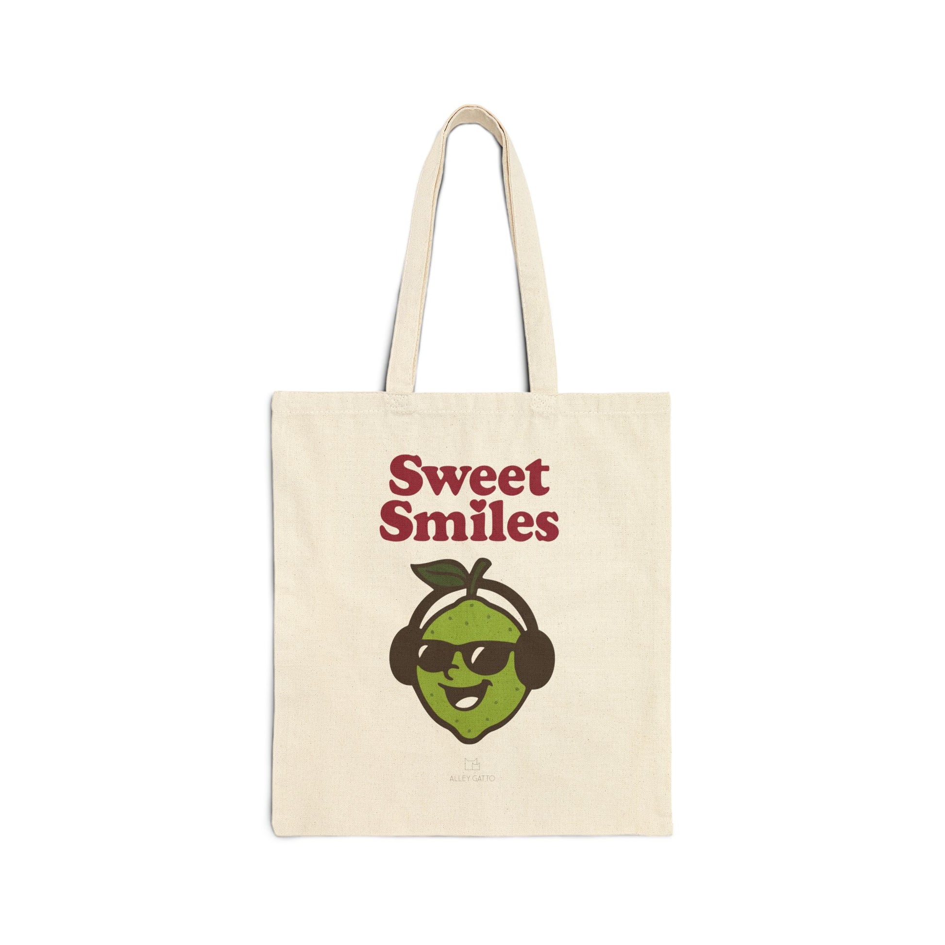 Natural Cotton Canvas Tote Sweet Smile Design Retro Fruit Pattern Market Beach Essential Shopping Companion Long Handle Construction Quality Material Everyday Fashion Accessory Vintage Style Appeal Cute Peach Artwork Sustainable