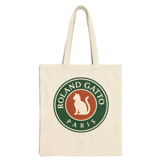 Roland Garros Parody Tennis Cat ToteFrench Open Fan GiftTennis Cat Lover DesignParis Tennis Tournament SouvenirLarge Cotton Canvas BagRetro Style ArtworkBurgundy Print DetailsComfortable Carrying HandlesDurable Construction Shopping