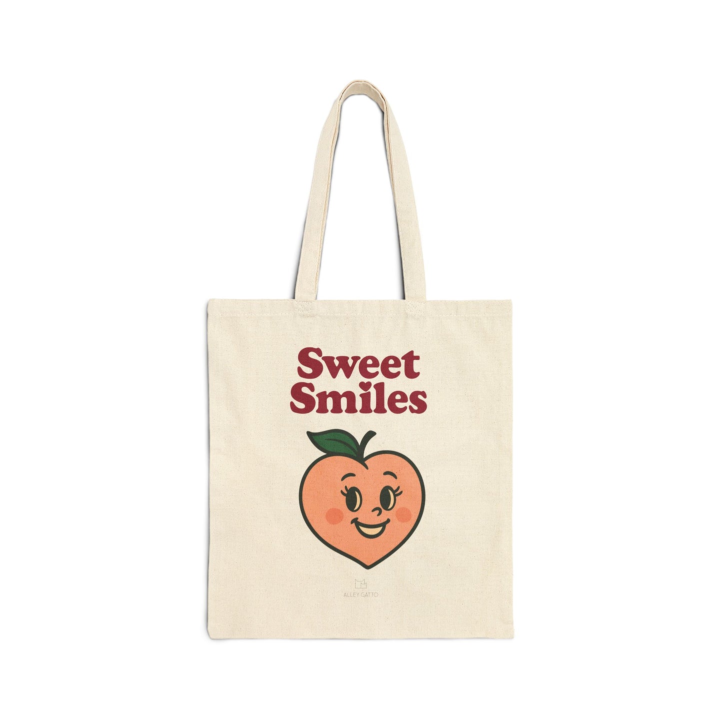 Summer Beach Tote Canvas Material Retro Peach Design Vintage Style Pattern Natural Cream Color Heavy Duty Construction Market Shopping Essential Long Handle Comfort Reusable Grocery Bag Fashion Forward Accessory Aesthetic Style Carry