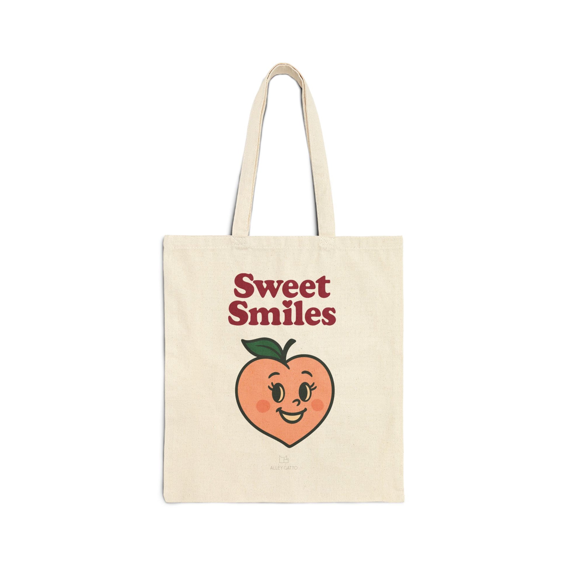 Summer Beach Tote Canvas Material Retro Peach Design Vintage Style Pattern Natural Cream Color Heavy Duty Construction Market Shopping Essential Long Handle Comfort Reusable Grocery Bag Fashion Forward Accessory Aesthetic Style Carry