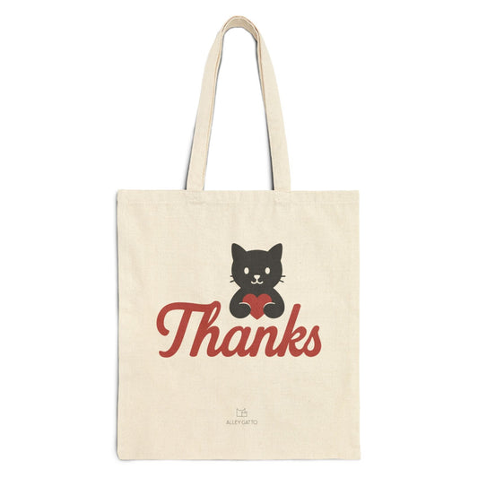 Heavy Duty Canvas Tote Bag Black Cat Design Shopping Carrier Large Capacity Market Bag Cotton Material Durable Construction Shoulder Straps Included Natural Color Storage Solution Perfect Gift For Mom Cat Lover Essential Beautiful Heart