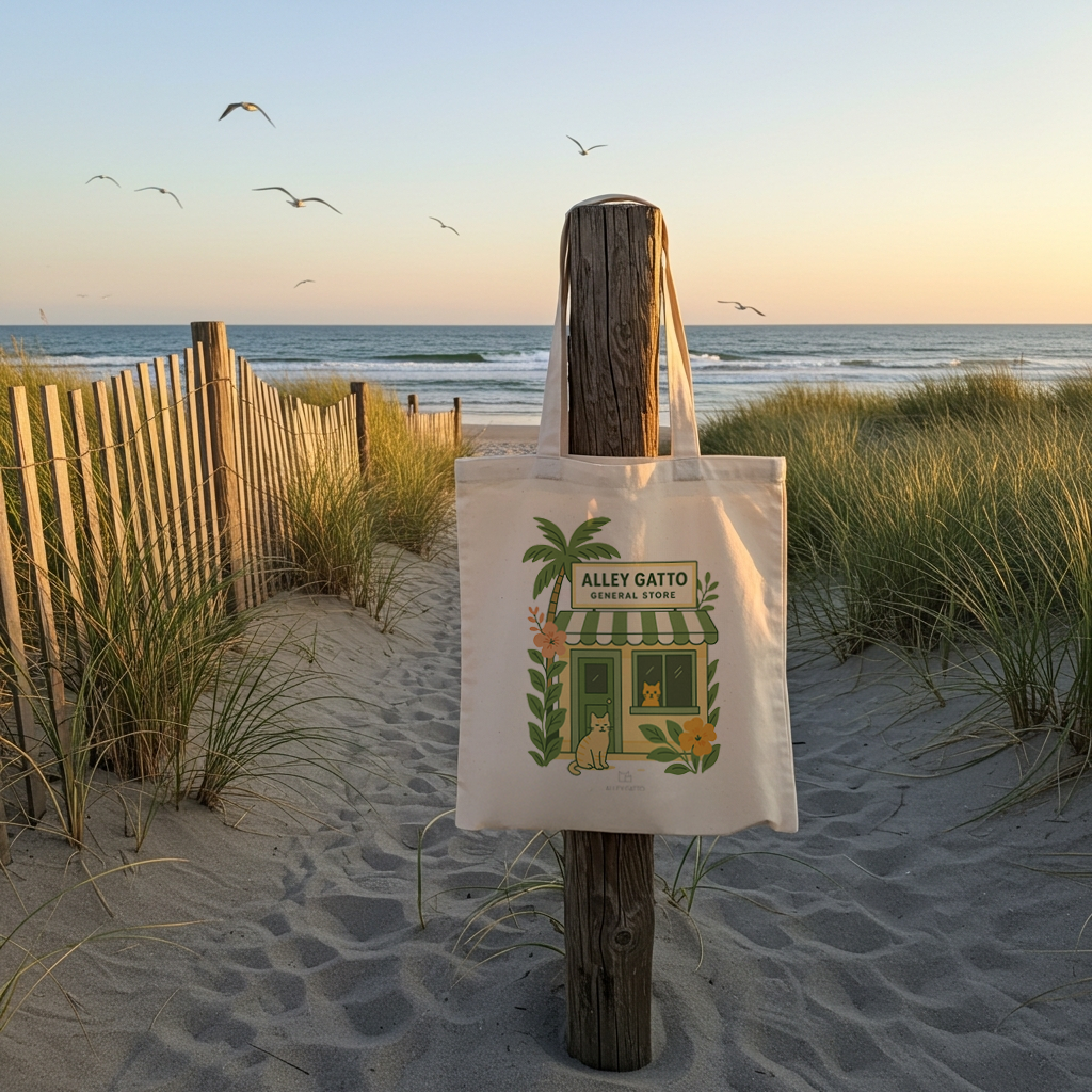 Vintage Style Shopping Tote Cotton Canvas Construction Cat Design Pattern Market Beach Bag Essential Shoulder Handle Comfort Heavy Duty Material Natural Color Choice Large Size Carry All Everyday Companion Durable Quality Artistic Details