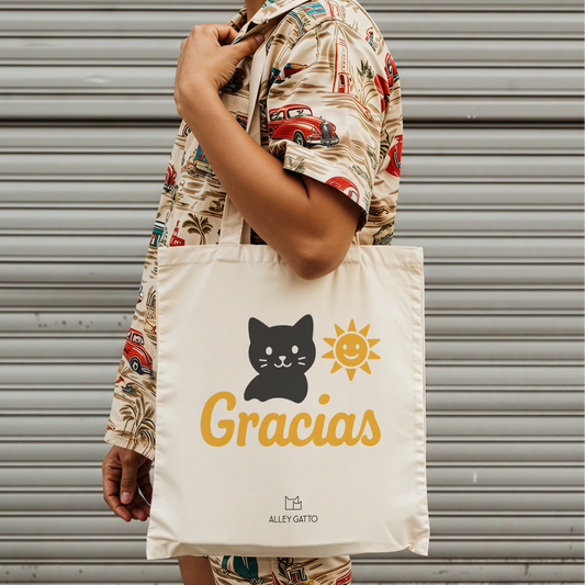 Large Canvas Tote Bag Black Cat Illustration Design Shopping Carrier Heavy Duty Cotton Material Artistic Sun Pattern Perfect Thank You Gift For Mom Cat Lover Essential Everyday Use Comfortable Shoulder Straps Quality Construction