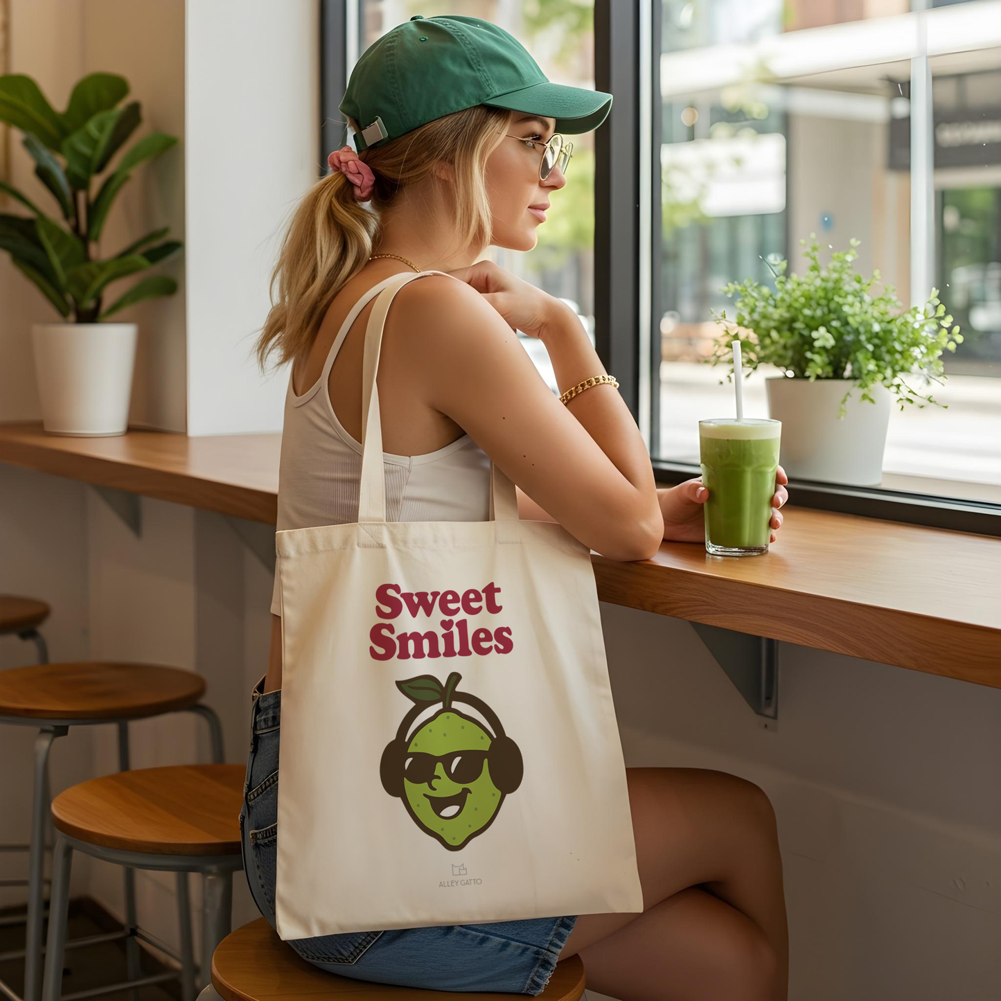 Sweet Smiles Tote Bag - Lime