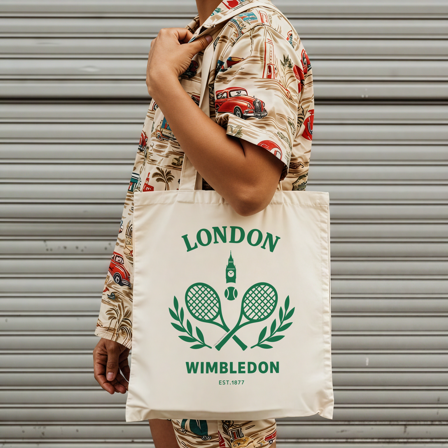 Canvas Tennis Fun Tote Sport Design Tournament Ready Carryall Classic Style Construction Heavy Duty Material Travel Shopping Companion Match Day Essential Comfortable Handles Court Fashion Collection Practical Storage Solution London