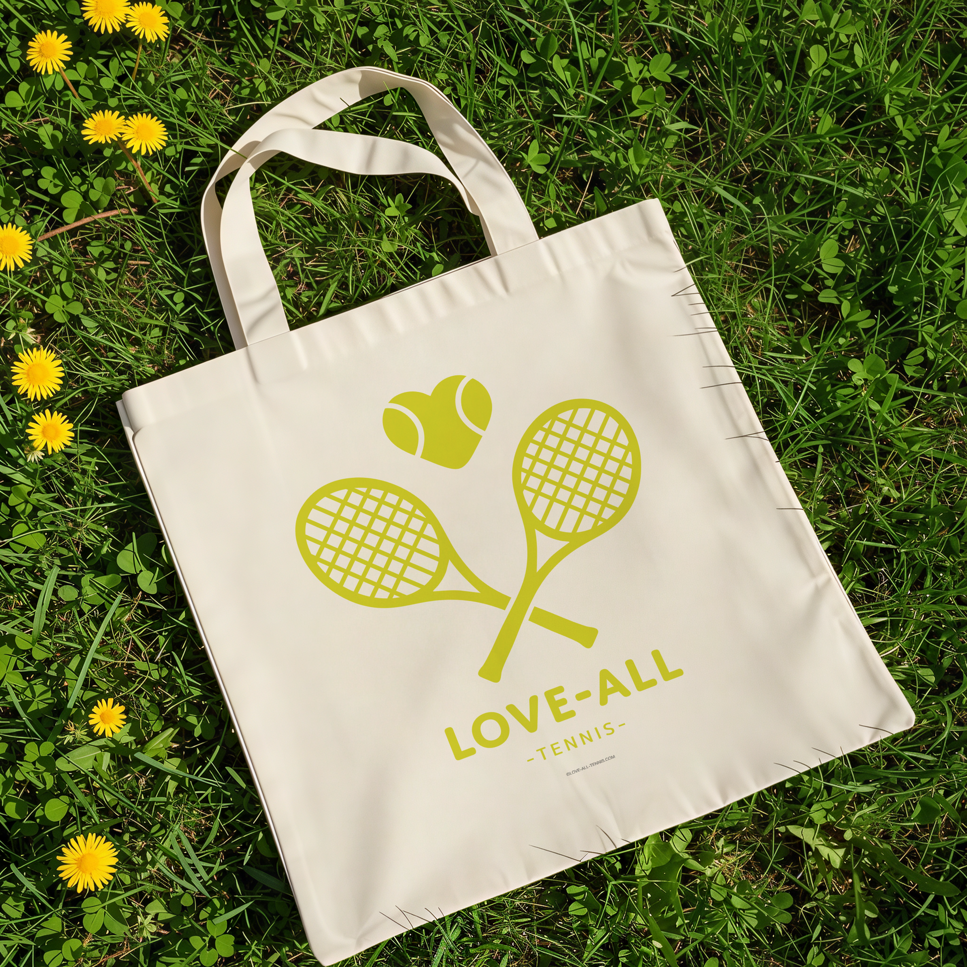 Tennis Tote Bag Black Canvas Design Heart Racket Pattern Court Accessory Storage Fashion Style Sport Gear Carry All Tennis Player Gift Premium Quality Construction Comfortable Shoulder Straps Retro Style Lettering Love All Tennis Collection