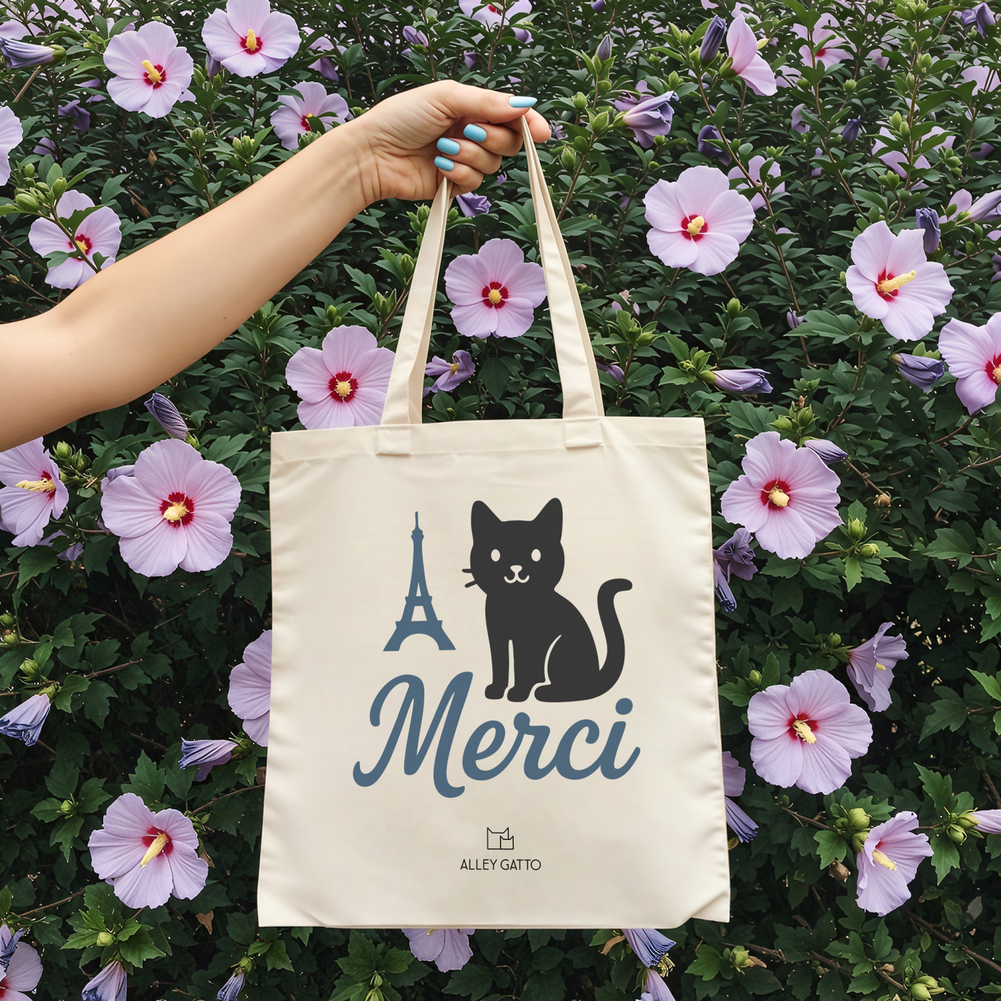 Travel Essential Tote Bag French Black Cat Design Paris Theme Artwork Cotton Canvas Construction Market Shopping Companion Eiffel Tower Print Retro Style Details Large Capacity Interior Burgundy Accent Heavy Duty Straps Daily Use